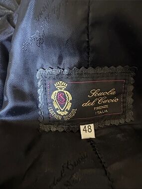 Scuola del Cuoio Firenze Italia Black Leather Women’s Jacket Size 48